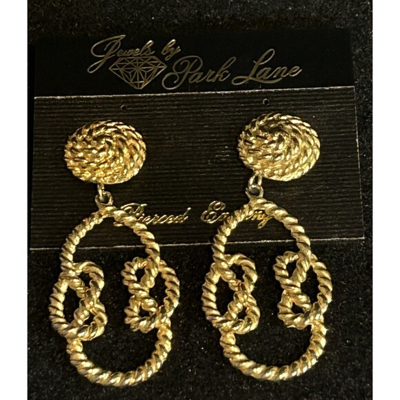 Vintage Park Lane Pierced Ear Rings Twisted Rope Design Gold Tone J55 - Picture 1 of 6